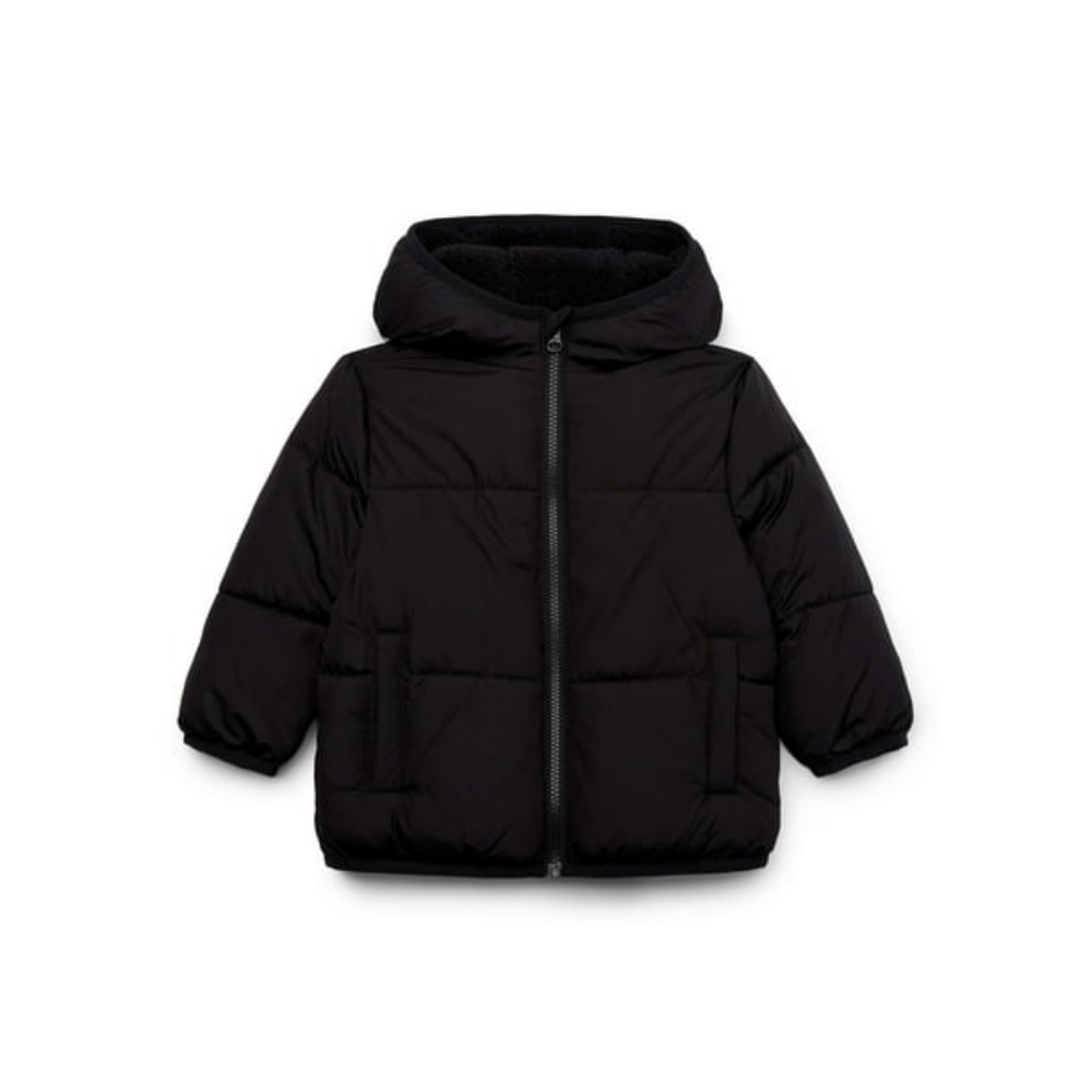Baby Boys Swiss Tech Puffer Jacket 12M Black Hooded Winter Coat NEW
